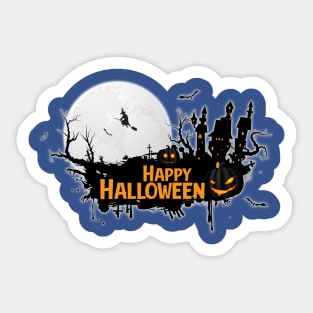 Halloween Witch Full Moon Pumpkin Scary Sticker